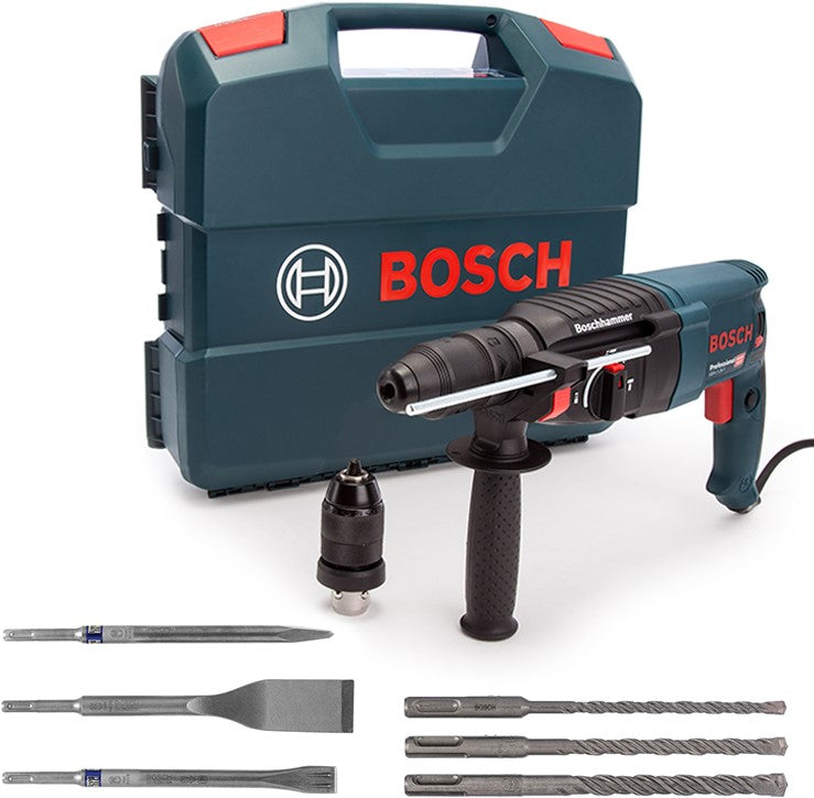 Bosch Blue GBH 2-26 F Bohrhammer SDS-Plus im Koffer + Satz Meißel und Bohrer - 06112A4002
