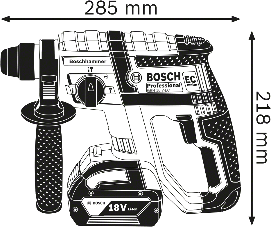 Bosch Professional GBH 18 V-EC Akku-Bohrhammer 18 V 5,0 Ah Li-Ion in L-Boxx - 061190400F
