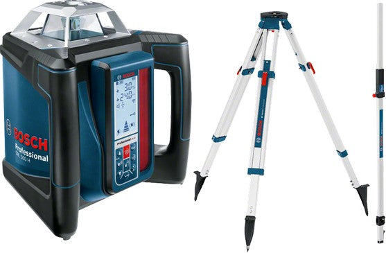 Bosch Blue GRL 500 H Rotating Laser with BT 170 HD Construction Tripod &amp; GR 240 Ruler + LR 50 in Case