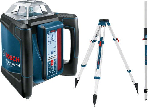 Bosch Blue GRL 500 HV Rotating Laser with Laser Receiver with BT 170 HD Construction Tripod &amp; GR 240 Ruler + LR 50 in Case