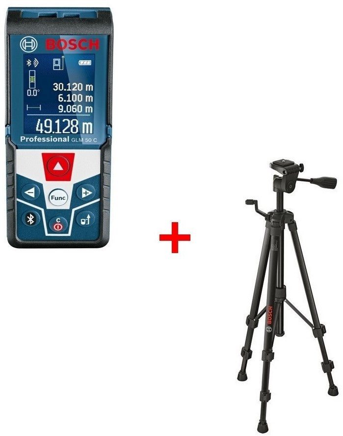 Bosch Blue GLM 50 C Laser Rangefinder 50mtr. with bluetooth + construction tripod BT 150