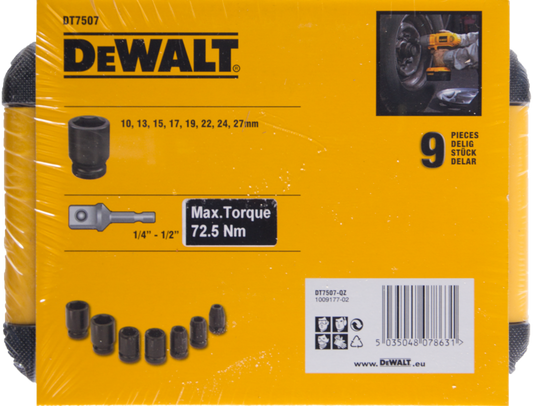 DT7507 Slagmoersleutel doppenset 9-dlg.
