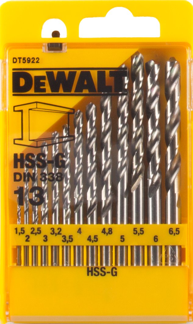 DT5922 13-teiliges Metallbohrer-Set im robusten Koffer