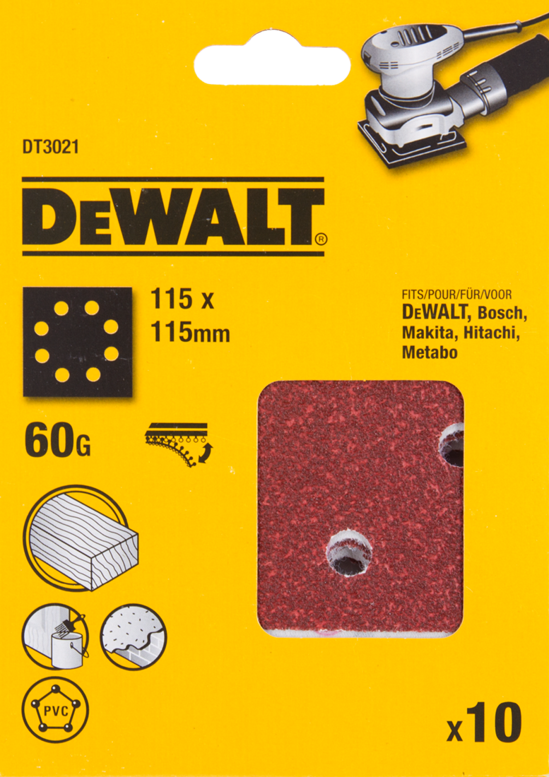 DT3021 P60 Sandpaper 1/4 Velcro VE=10