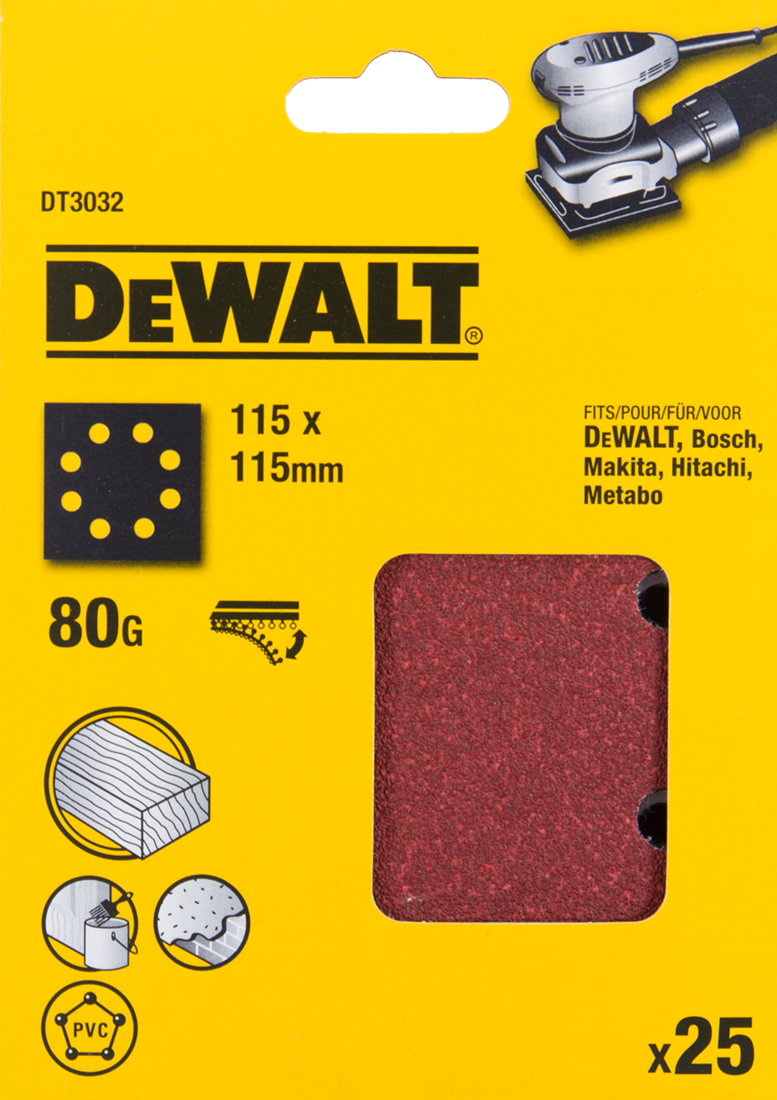 DT3032 P80 Sandpaper 1/4 Velcro VE=25