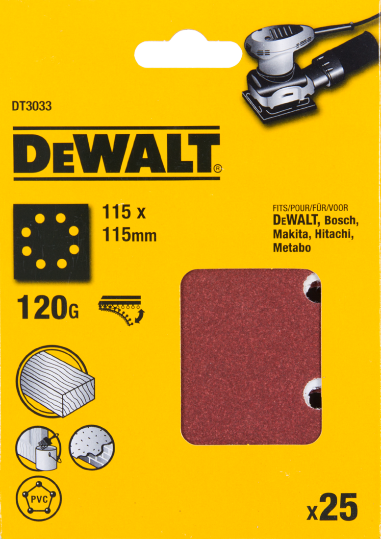 DT3033 P120 Schuurpapier 1/4 Velcro VE=25