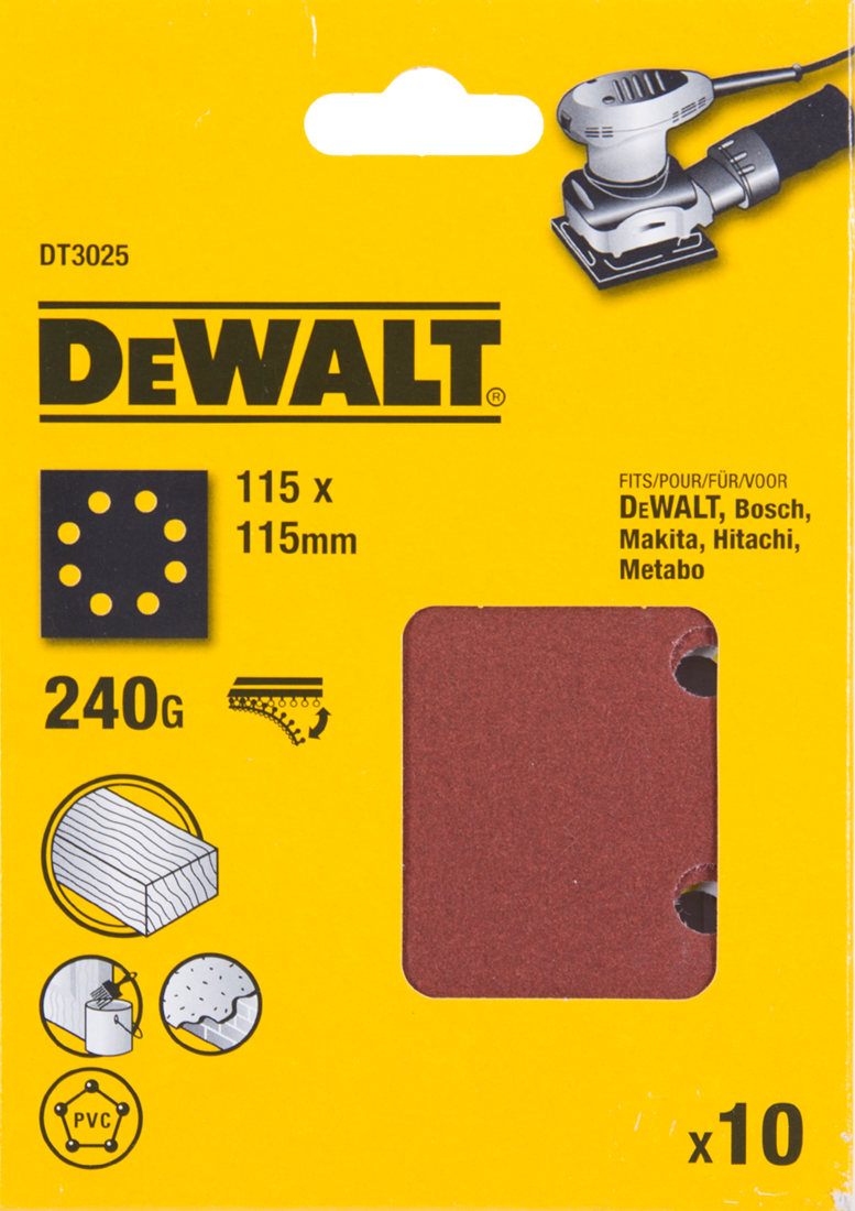 DT3025 P240 Schuurpapier 1/4 Velcro VE=10