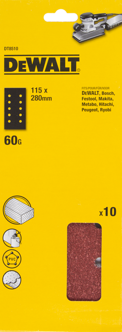 DT8510 P60 Sandpaper 1/2 115x280mm PU=10
