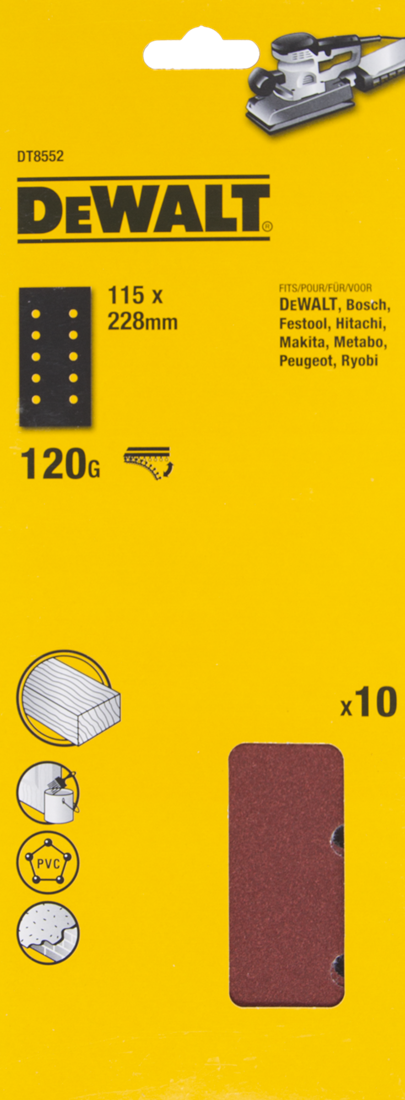 DT8552 P120 Sandpaper 1/2 115x228mm PU=10