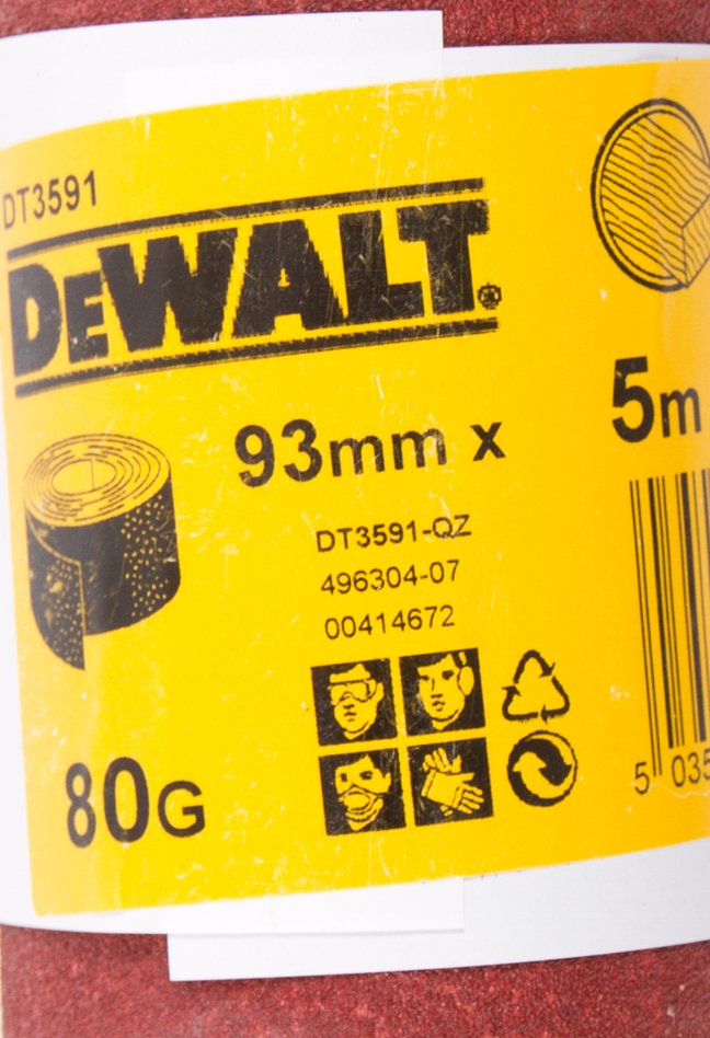 DT3591 P80 Schuurpapier, rol 5m x93mm.