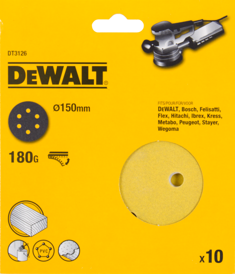 DT3126 P180 Schleifscheibe 150mm VE=10