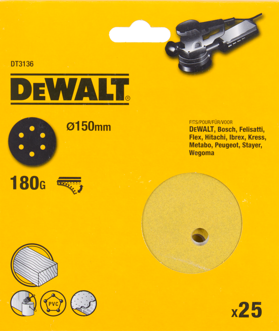 DT3136 P180 Schuurschijf 150mm VE=25