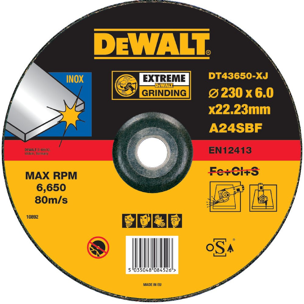DT43650 Afbraamschijven EXTREME verzonken centrum, inox 230mm. DEW-DT43650-XJ