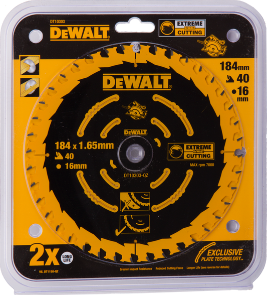 DT10303 Cirkelzaagblad Extreme 184x16mm 40T