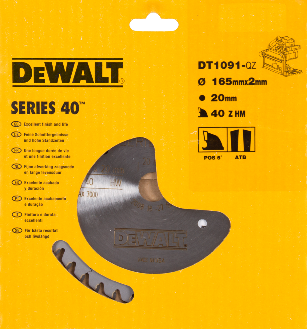 DT1091 Cirkelzaagblad Extreme 165x1.6x20mm 40T