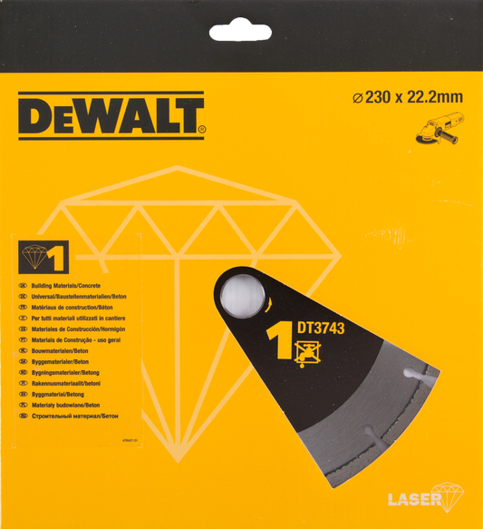 DT3743 Diamantsägeblatt für BAUSTOFFE/BETON 230 Millimeter DEW-DT3743-XJ
