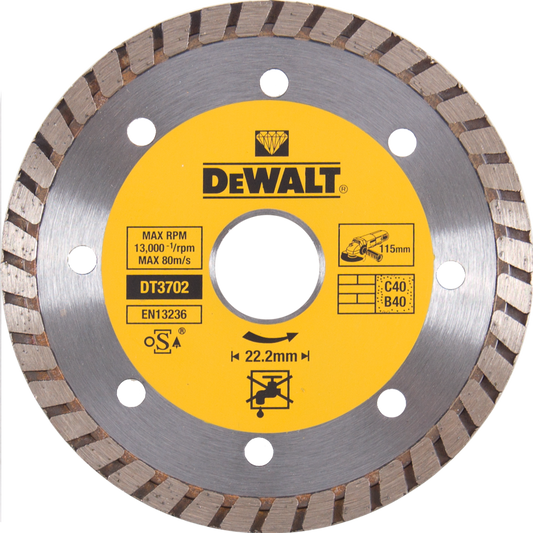 DT3702 Diamantsägeblatt für TURBO DIAMOND BLADES 115 Millimeter DEW-DT3702-QZ