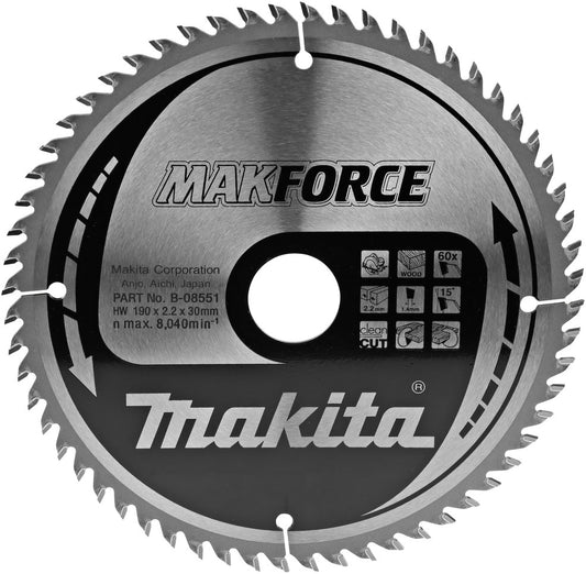 Makita Cirkelzaagblad Hout 190x2.2x30mm 60T B-08551