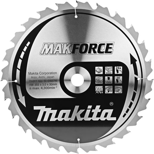 Makita Kreissägeblatt Holz 355x3.0x30mm 24T B-08274