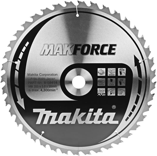 Makita Kreissägeblatt Holz 355x3.0x2.2mm 40T B-08414