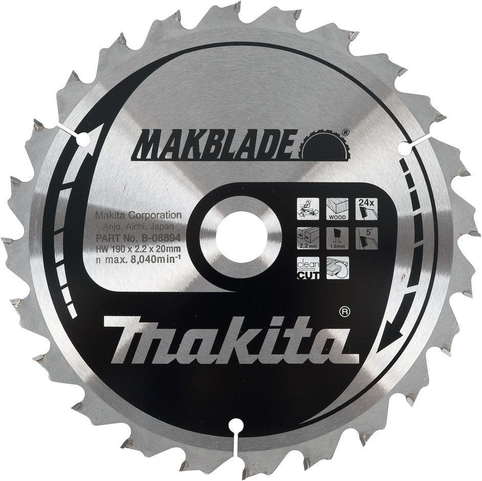 Makita Circular Saw Blade Wood 190x2.2x20mm 24T