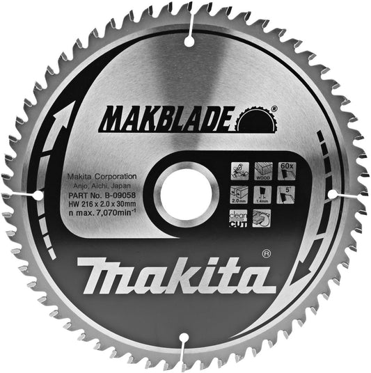 Makita Cirkelzaagblad Hout 216x2.0x30mm 60T
