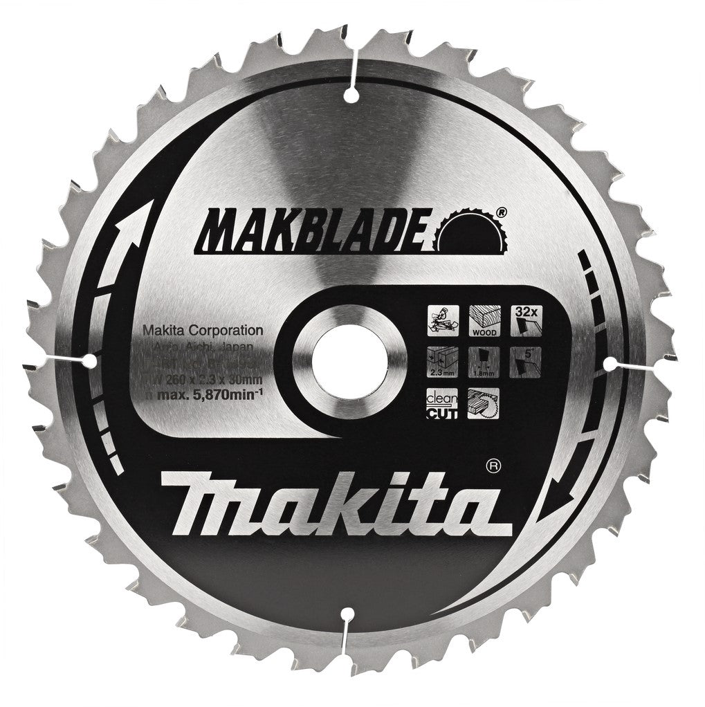 Makita B-08931 Kreissägeblatt Holz 260x2,3x30mm 32Z