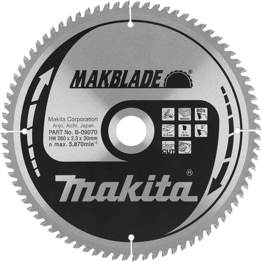 Makita Cirkelzaagblad Hout 260x2.3x30mm 80T