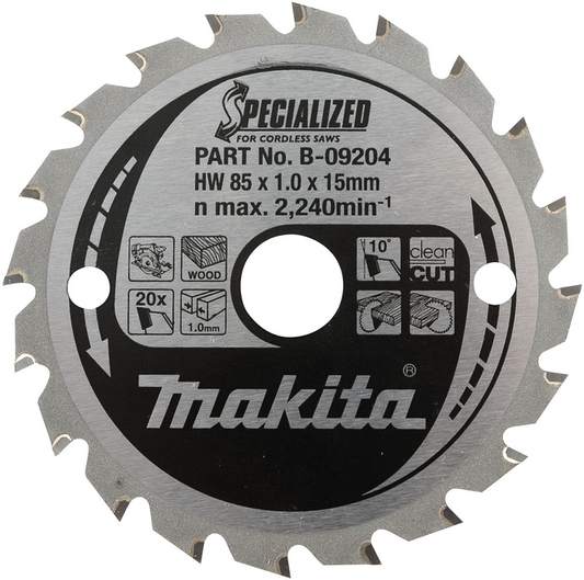 Makita B-16885 Kreissägeblatt Holz 85x0,7x15mm 20Z