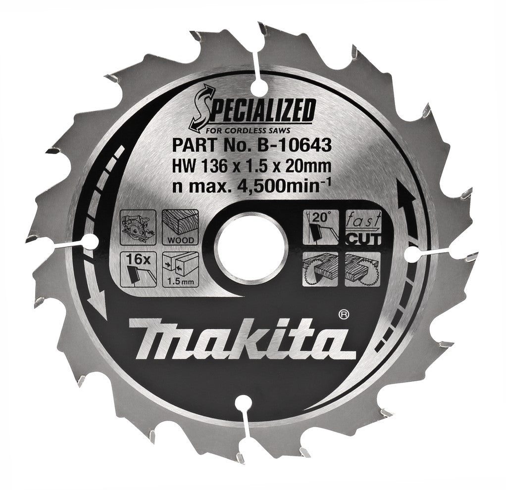 Makita Cirkelzaagblad Hout 136x1.5x20mm 16T