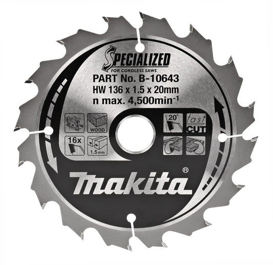 Makita Kreissägeblatt Holz 136x1,5x20mm 16Z