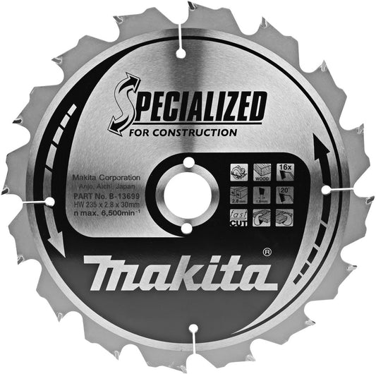 Makita B-13699 Kreissägeblattkonstruktion 235x2,8x30mm 16Z