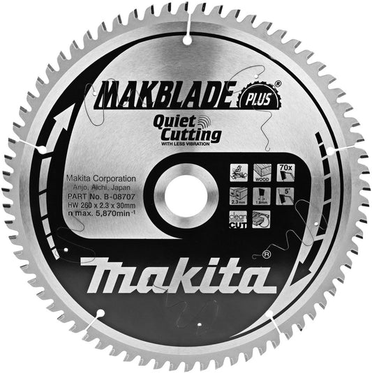 Makita B-08707 Kreissägeblatt Holz 260x2,3x30mm 70T
