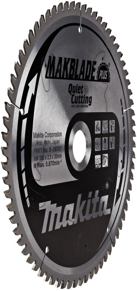 Makita B-08707 Circular Saw Blade Wood 260x2.3x30mm 70T