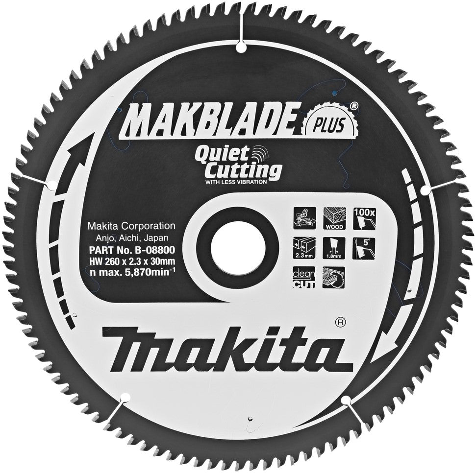 Makita B-08800 Cirkelzaagblad Hout 260x30mm 100T