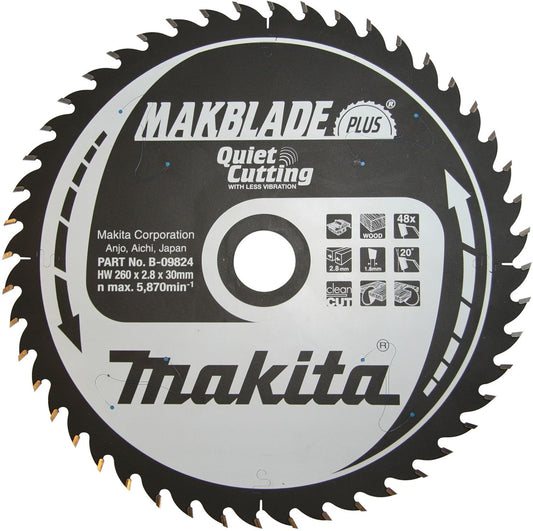 Makita B-09824 Kreissägeblatt Holz 260x2,8x30mm 48T