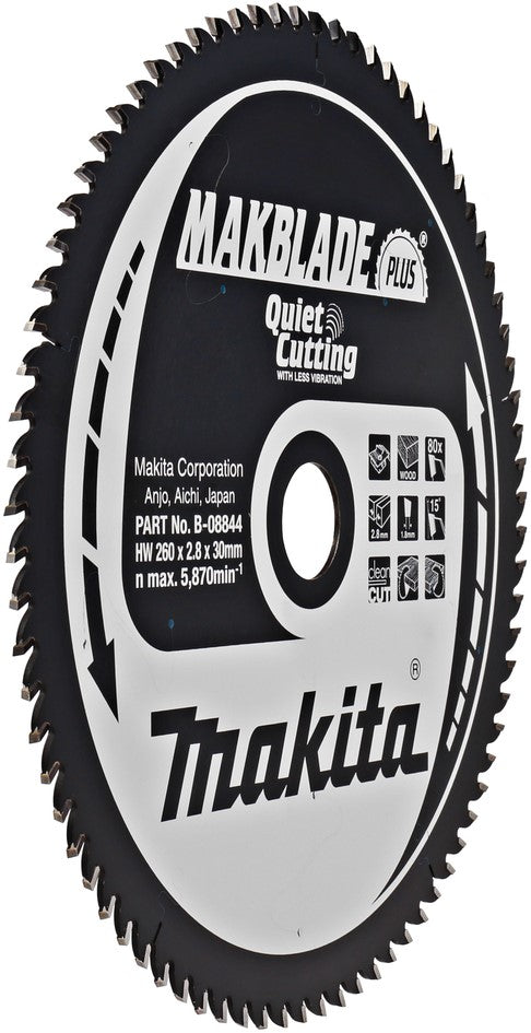 Makita B-08844 Cirkelzaagblad Hout 260x2.8x30mm 80T