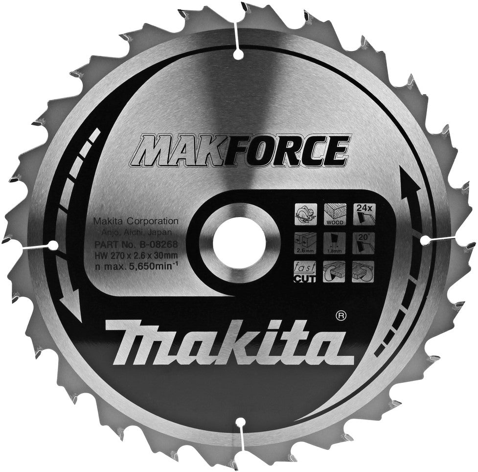 Makita Circular Saw Blade Wood 270x2.6x30mm 24T