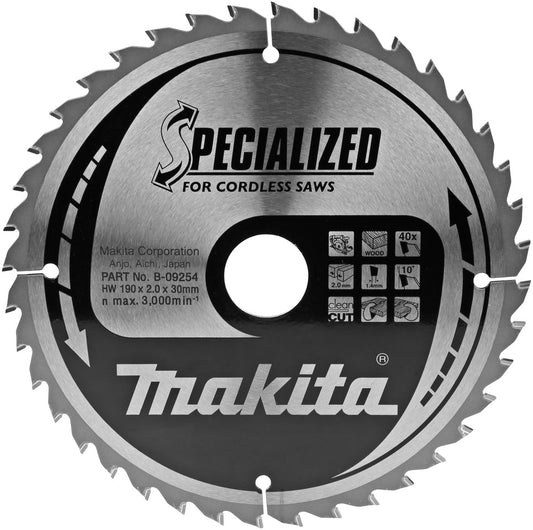 Makita Cirkelzaagblad Hout 190x2.0x30mm 40T B-09254