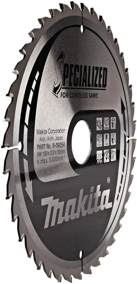 Makita Kreissägeblatt Holz 190x2,0x30mm 40T B-09254