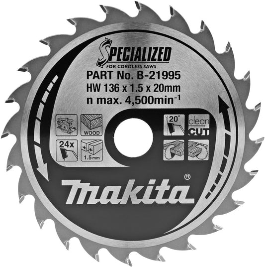 Makita Kreissägeblatt Holz 136x1,5x20mm 24Z