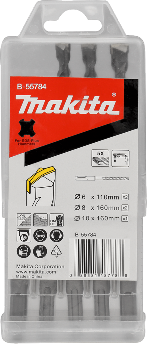 Makita Hammerbohrer-Set 5-teilig SDS+ in Kassette B-55784