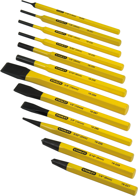 Stanley 4-18-299 Cold chisel and punch set 12 pcs.