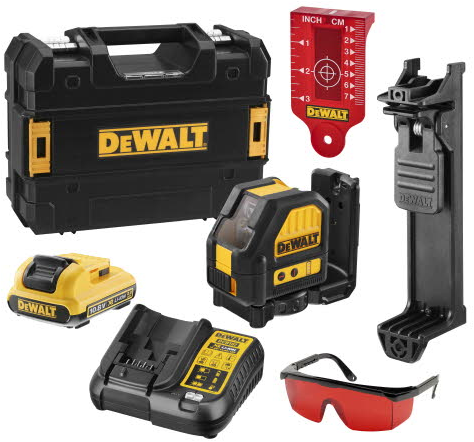 DCE088D1R Zelfniv kruislijnlaser rood 10.8V 2.0Ah XR Li-ion