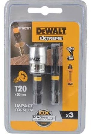 DT70537T Extreme Impact Torsionsschrauben-Bits T20 50 mm 2 Stück + MagLock-Bithalter