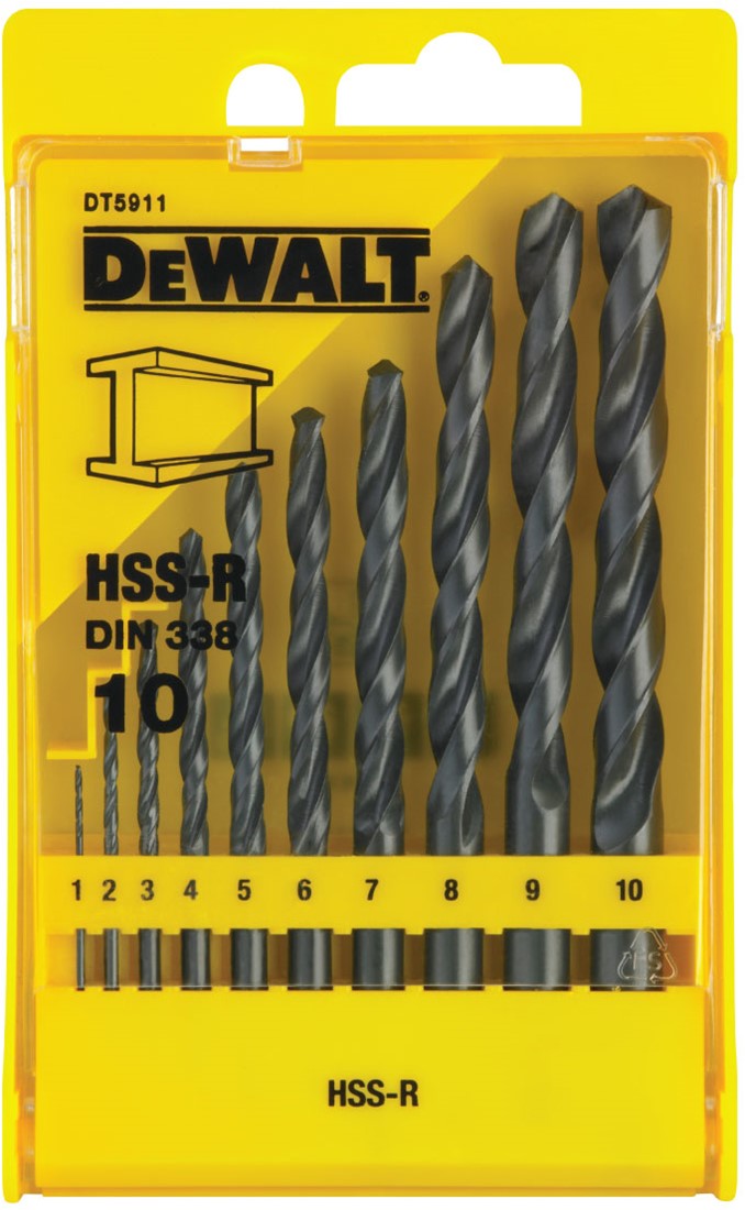 DT5911 10-delige Metaalborenset HSS-R DIN338