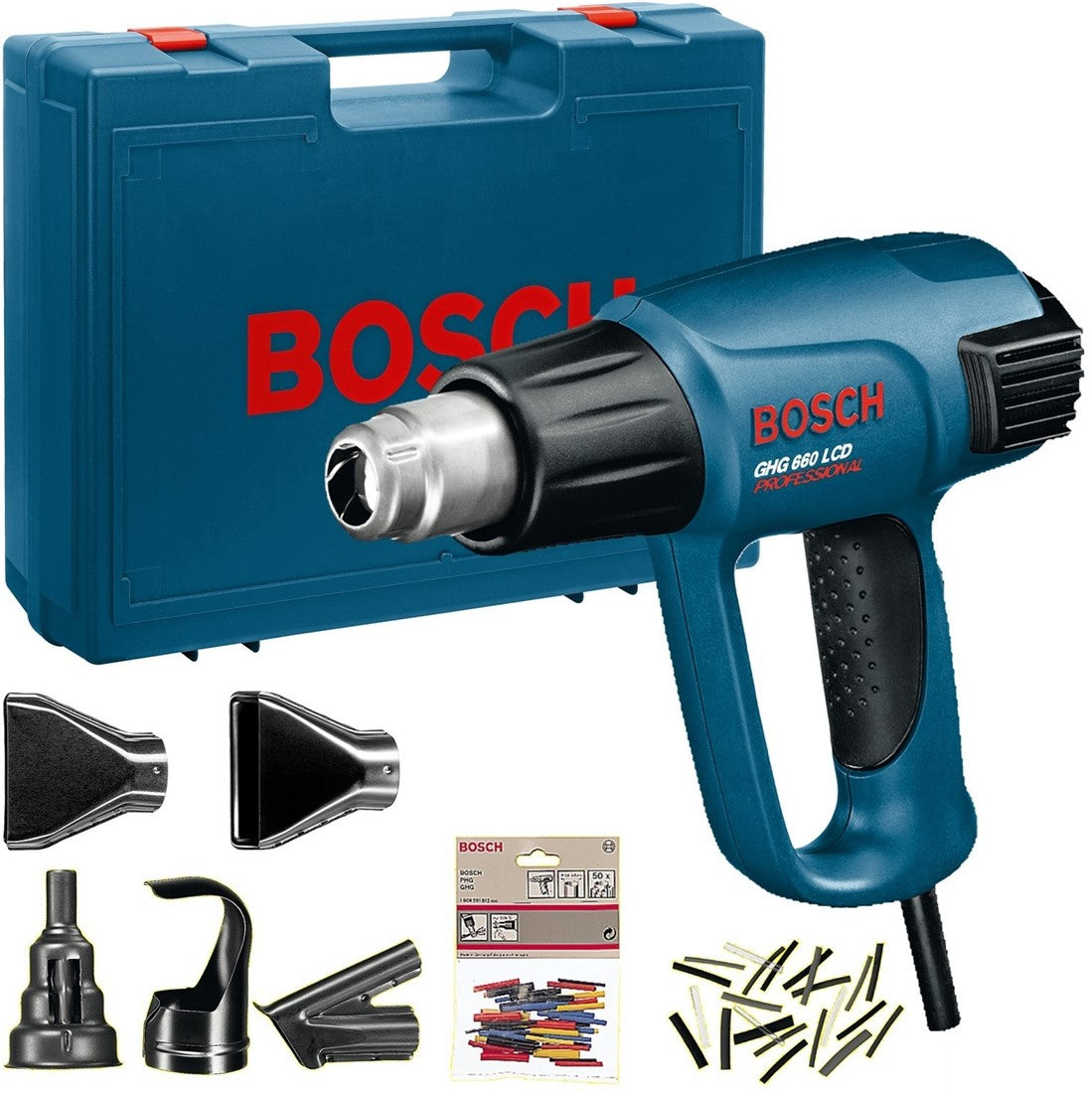 Bosch Blue GHG 660 LCD Profi-Heißluftgebläse 2300W + Zubehör-Set im Koffer