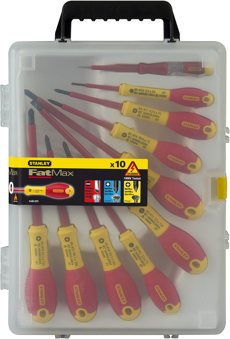 Stanley 0-62-573 10-Delige FatMax Schroevendraaierset VDE Par/Ph/Poz/Spanningszoeker