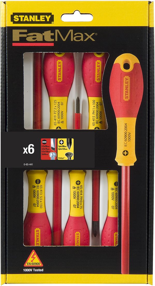 Stanley 0-65-441 6-Delige FatMax Schroevendraaierset VDE Par/Ph/Spanningszoeker