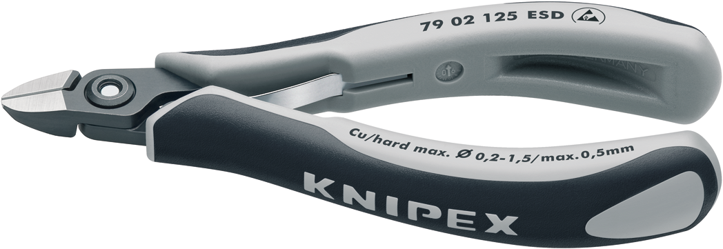 Knipex 79 02 125 ESD Präzisions-Elektronikschneidezange ESD mit geschliffenem Kopf 79 02 125 ESD